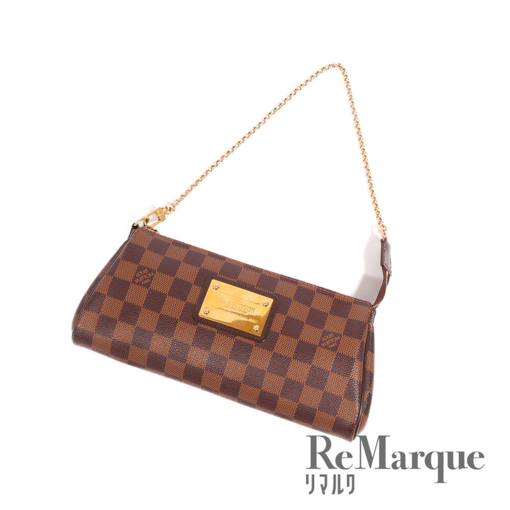 LOUIS VUITTON Damier Ebene Brown Eva handbag shoulder bag brown leather